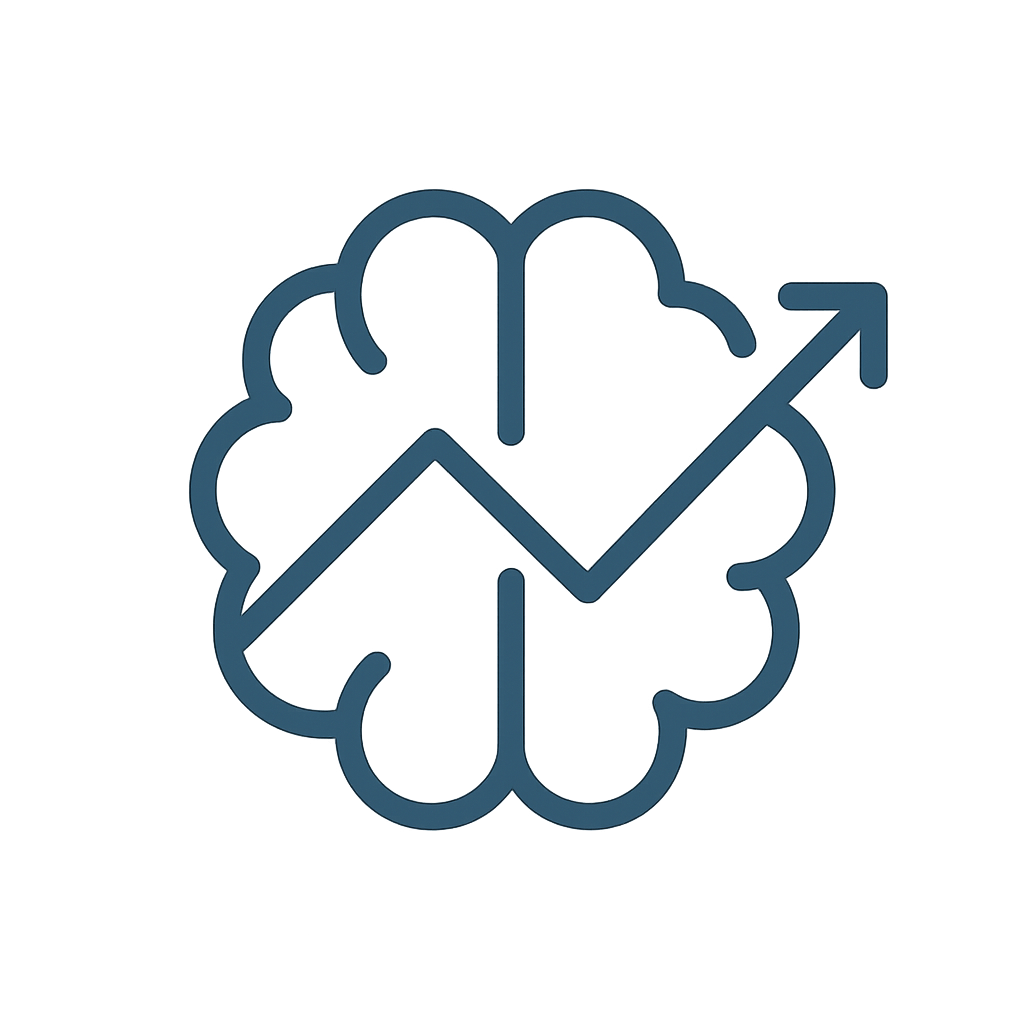 Brain with upward trending line